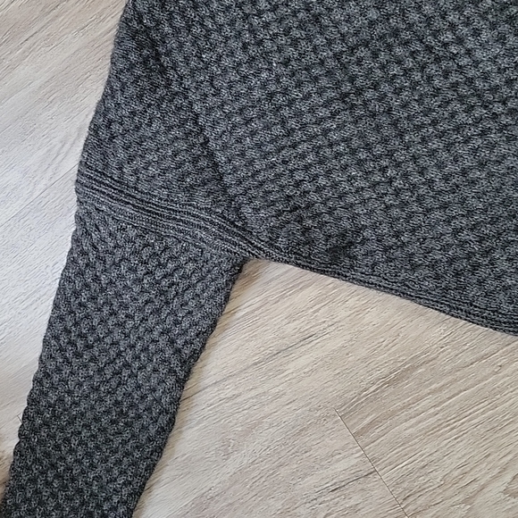 Vince. Charcoal Gray Honeycomb Yak Wool Blend Long Open Front Cardigan Sweater M - Picture 6 of 16